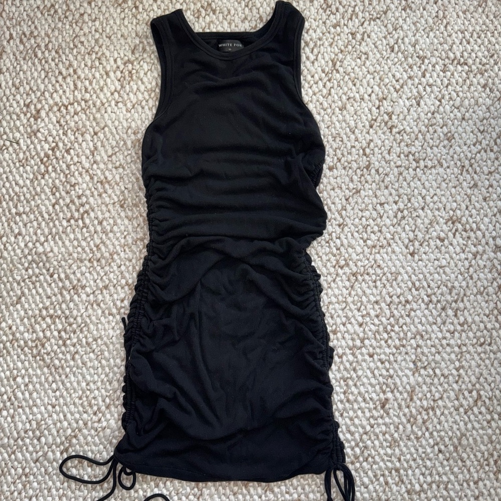 White Fox Black Ruched Dress
